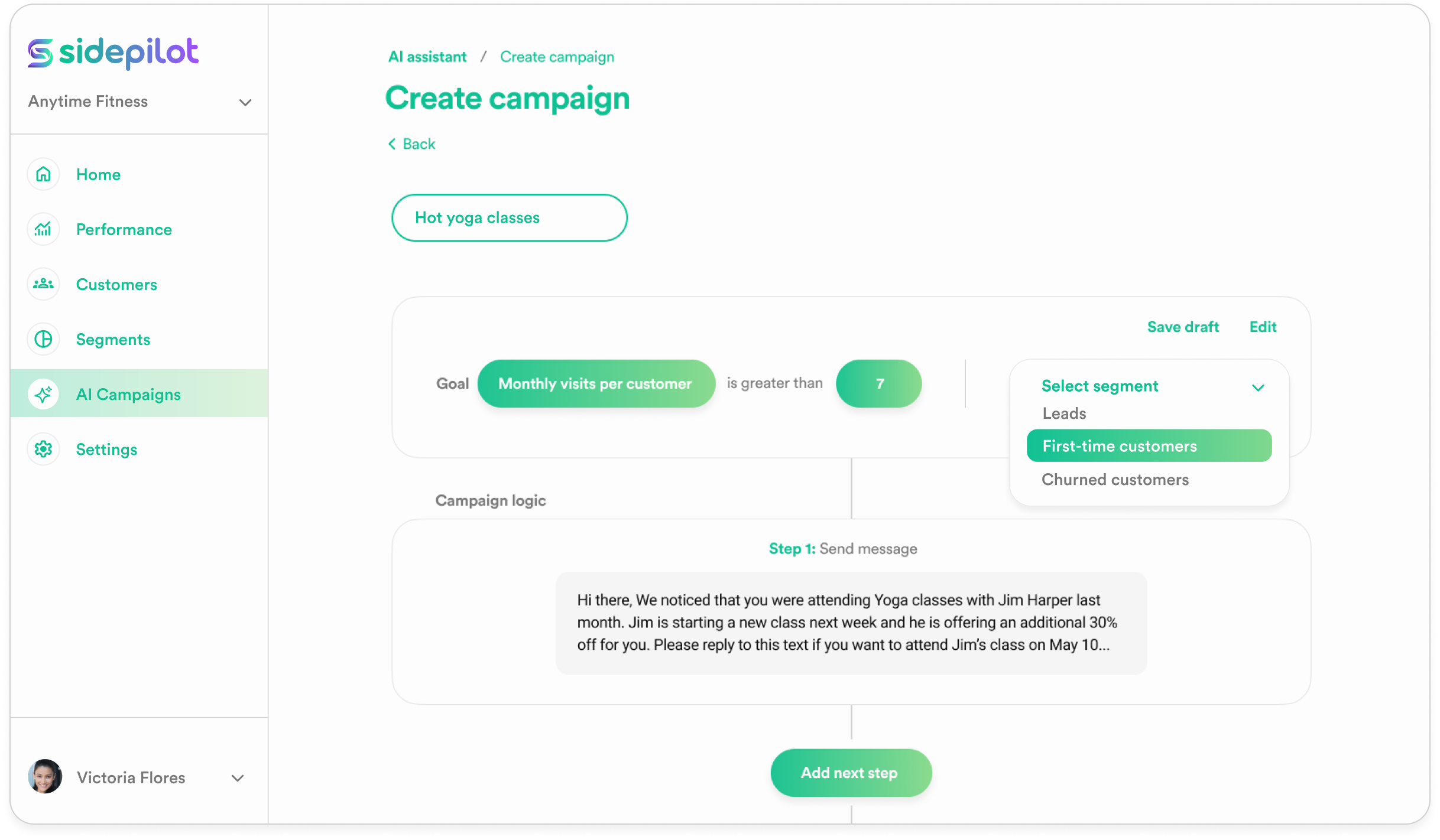 SidePilot campaigns dashboard