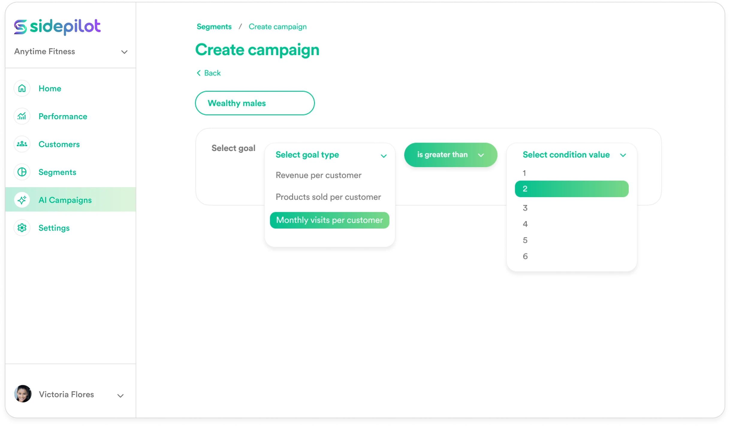 SidePilot Create campaign screen