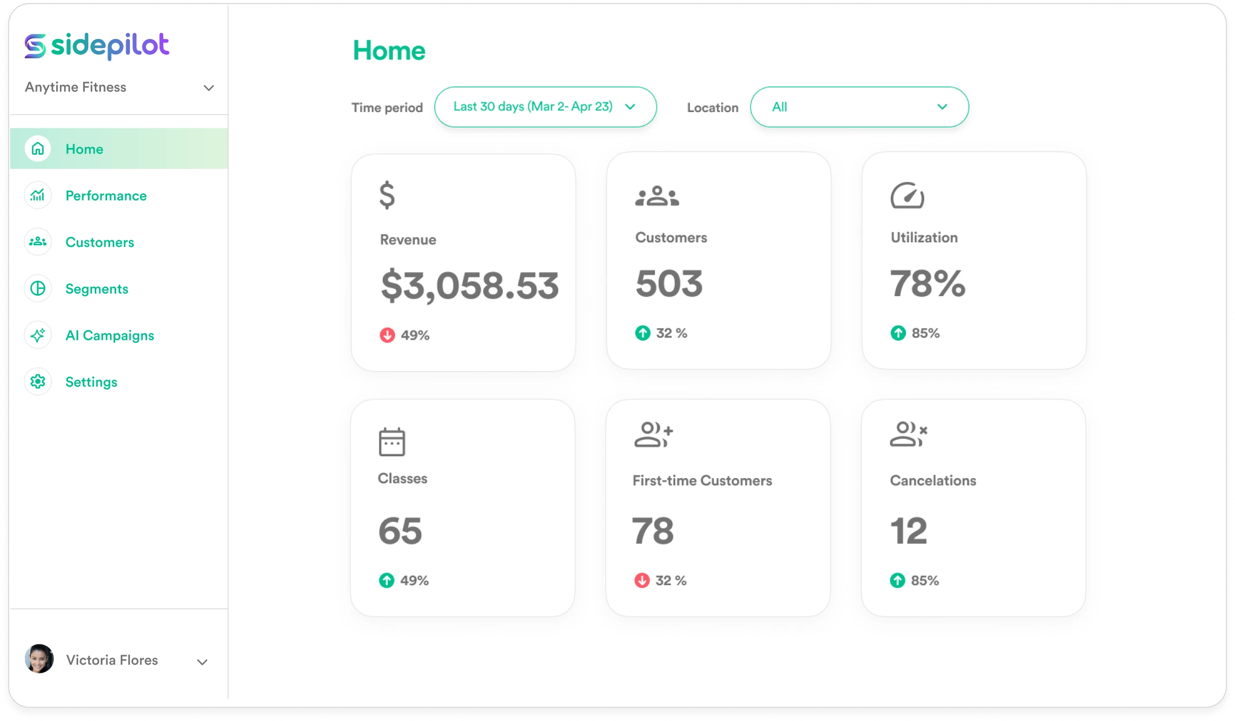 SidePilot Home screen